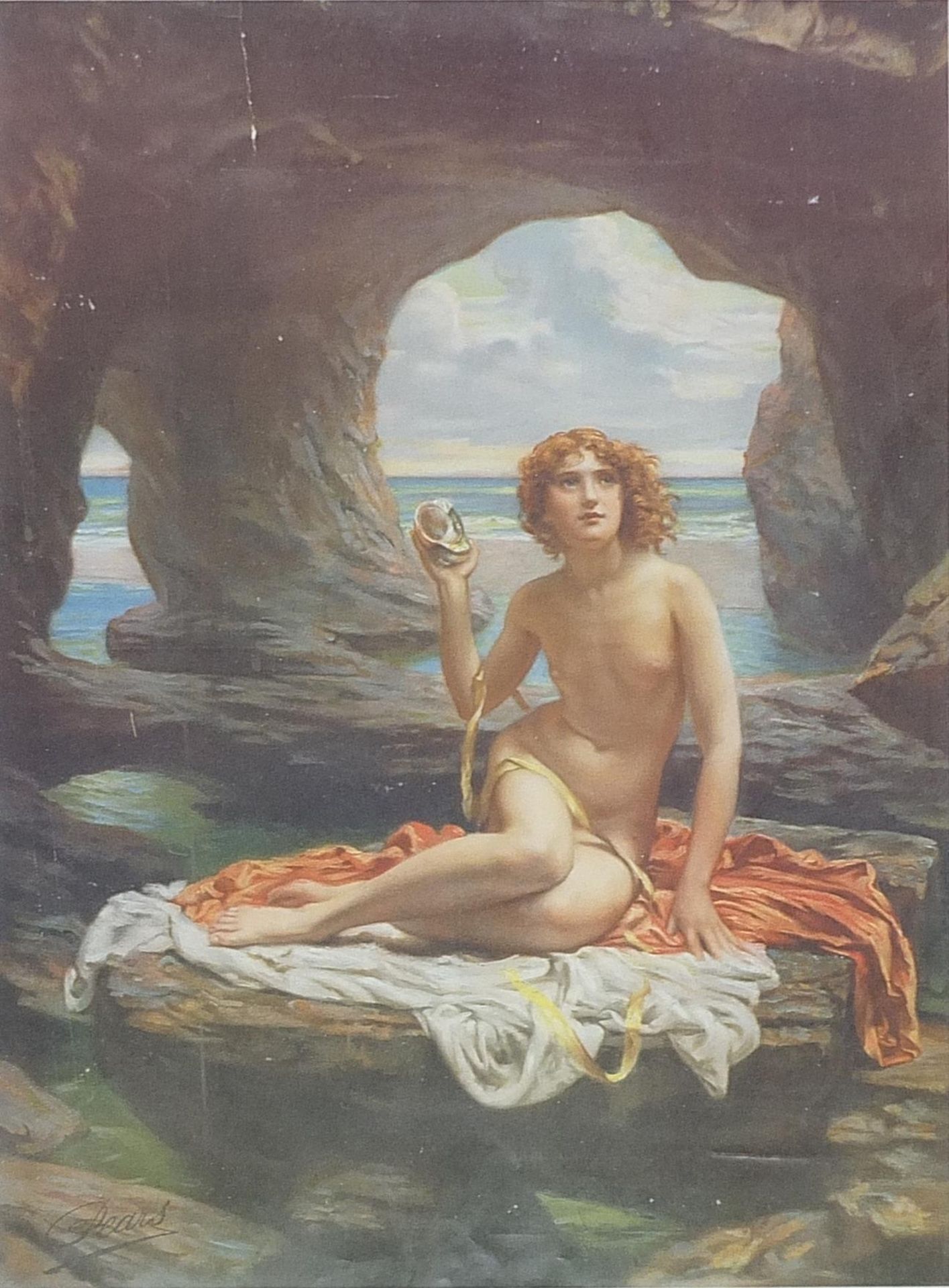 After Sir Edward J Poynter - At Low Tide, print, mounted and framed, overall 45cm x 55cm