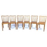 Set of six lightwood stick back chairs, 83cm high