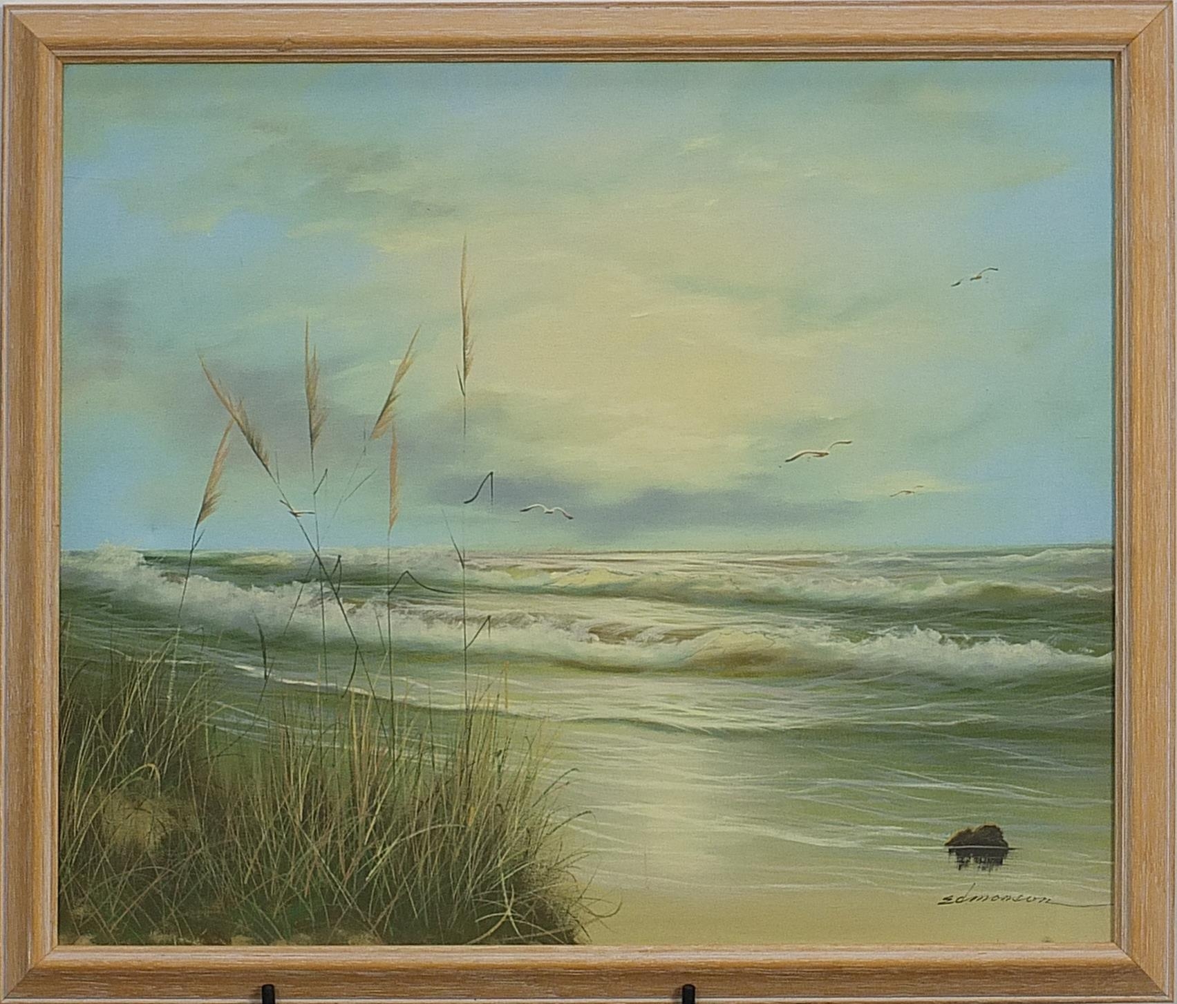 Edmondson - Dune seascape, oil on canvas, 67cm x 50cm - Image 2 of 4