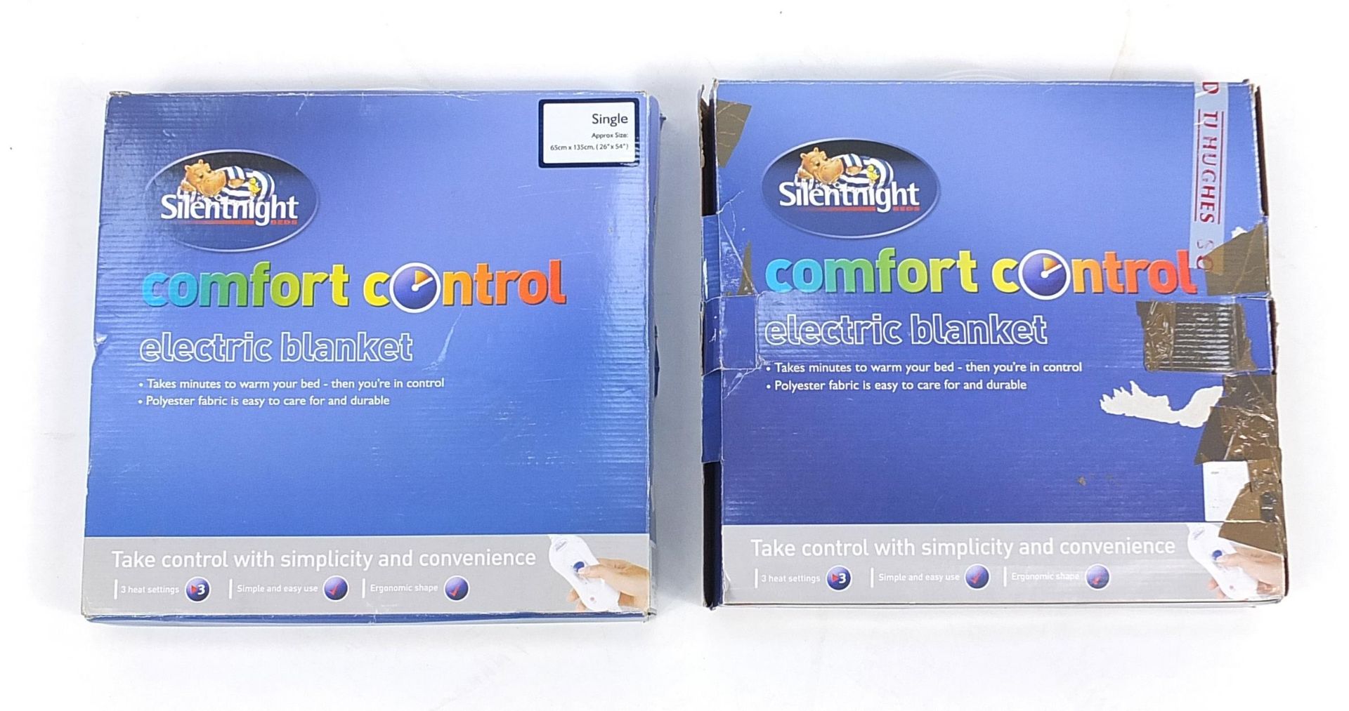 Two as new single Silentnight Comfort electric blankets