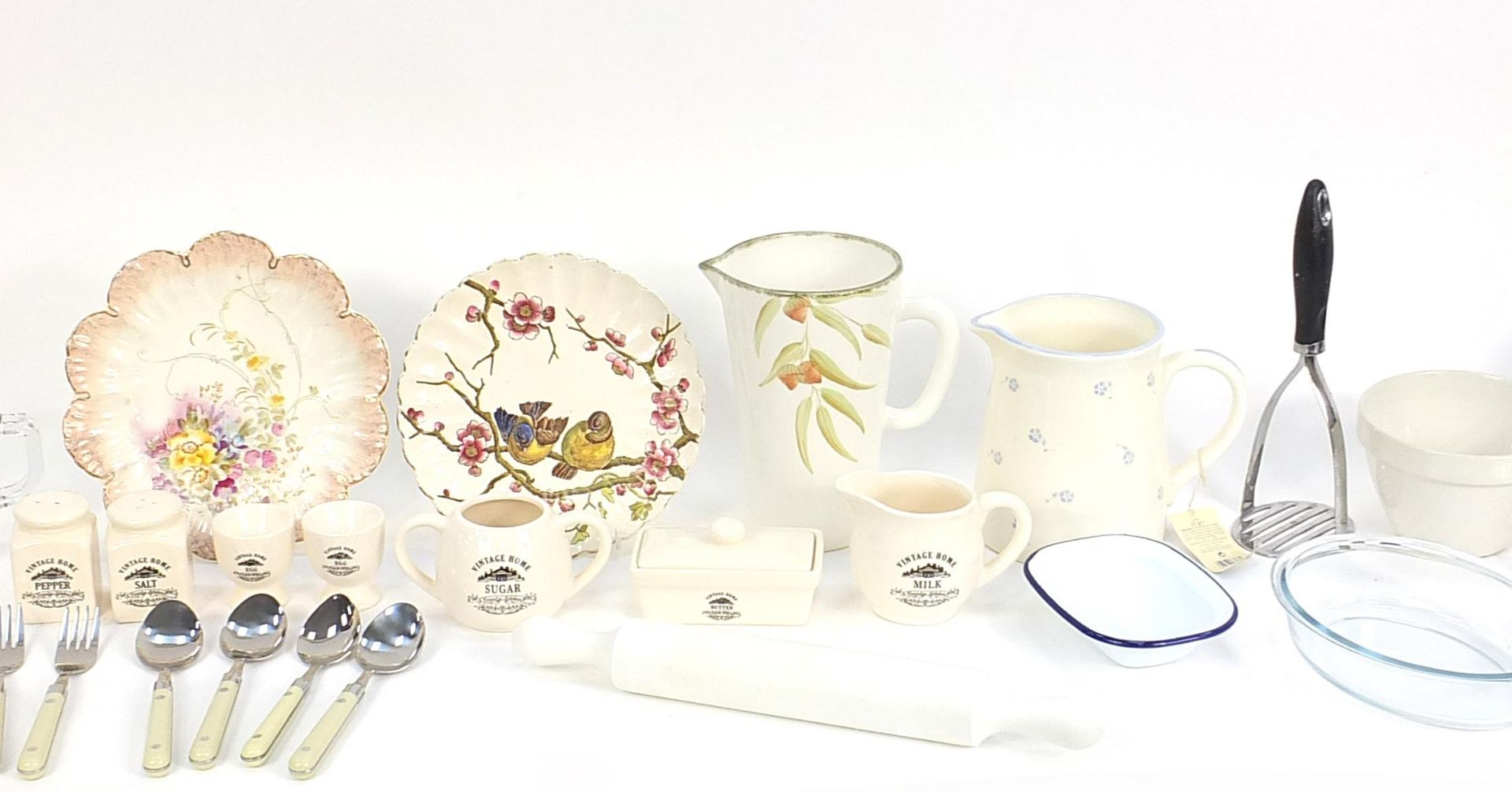 Assorted kitchen and baking items including , ceramic jugs, pudding basins, glass cake flans tin and - Image 3 of 4