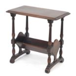 Carved mahogany occasional table with magazine rack under tier, 58cm H x 62cm W x 36cm D