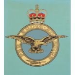 Military interest hand painted RAF panel, framed, 35cm x 31cm excluding the frame