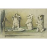 Cecil Aldin - 'For What We are About to Receive' begging puppies, print in colour, mounted and