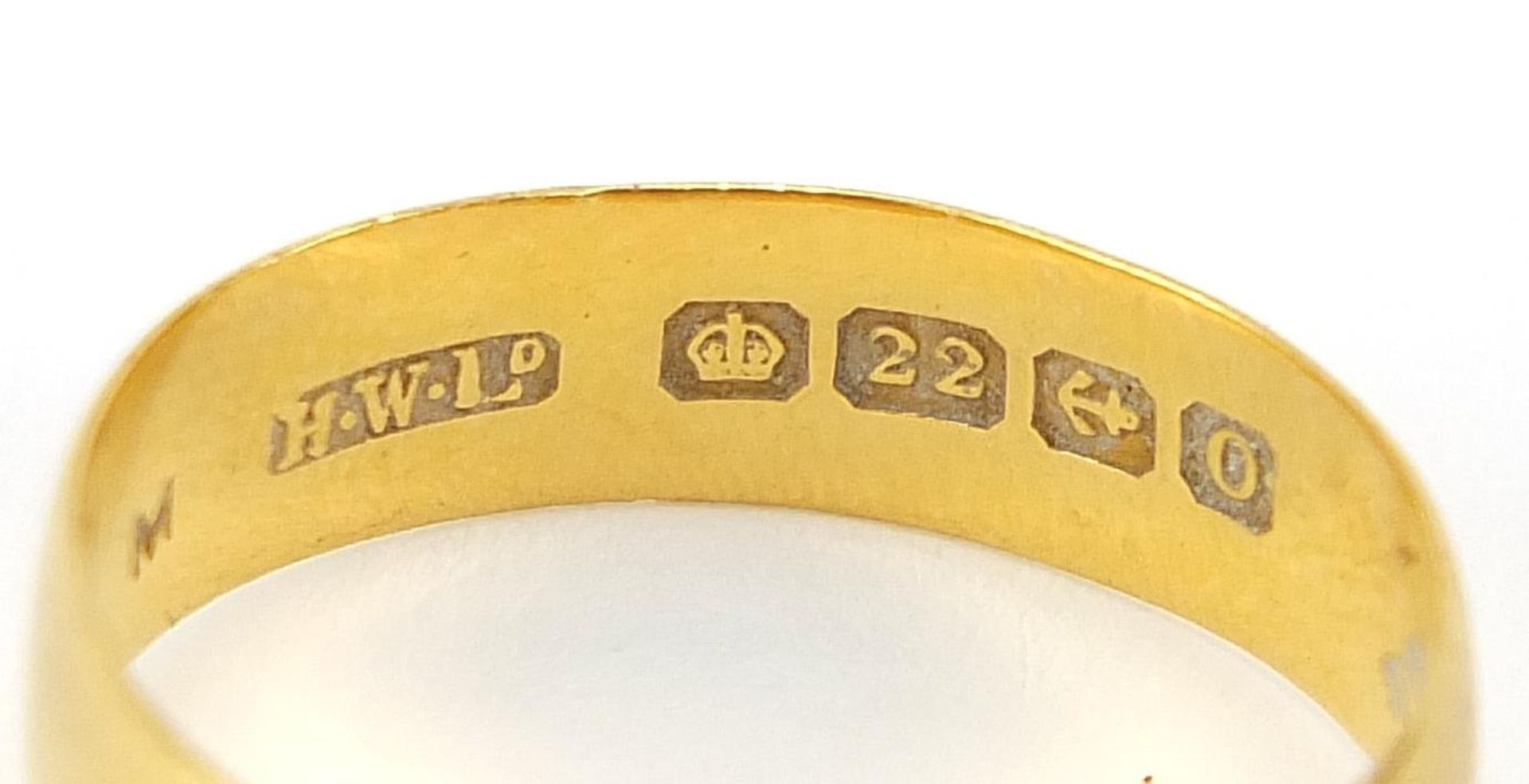 Victorian 22ct gold wedding band, Birmingham 1863, size L, 3.1g - this lot is sold without buyer's p - Image 3 of 3