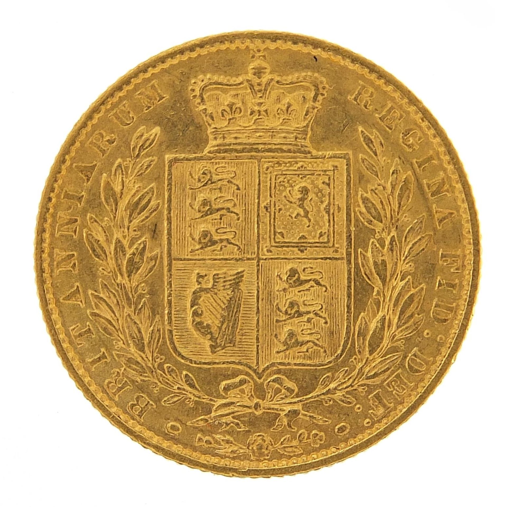 Queen Victoria Young Head 1860 shield back gold sovereign - this lot is sold without buyer's premium