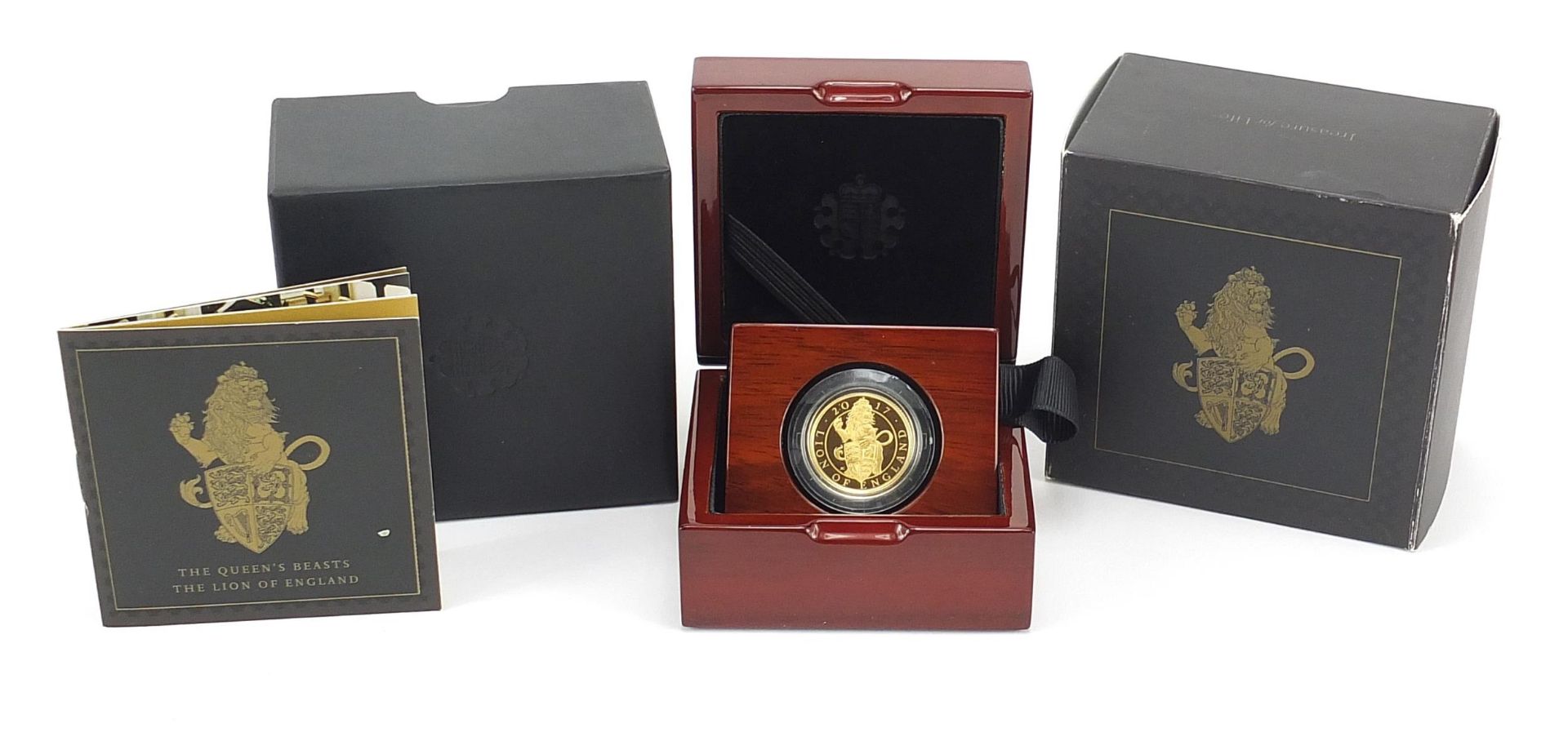 Elizabeth II 2017 UK 1/4 ounce gold proof coin numbered 1606 with case, box and certificate - this