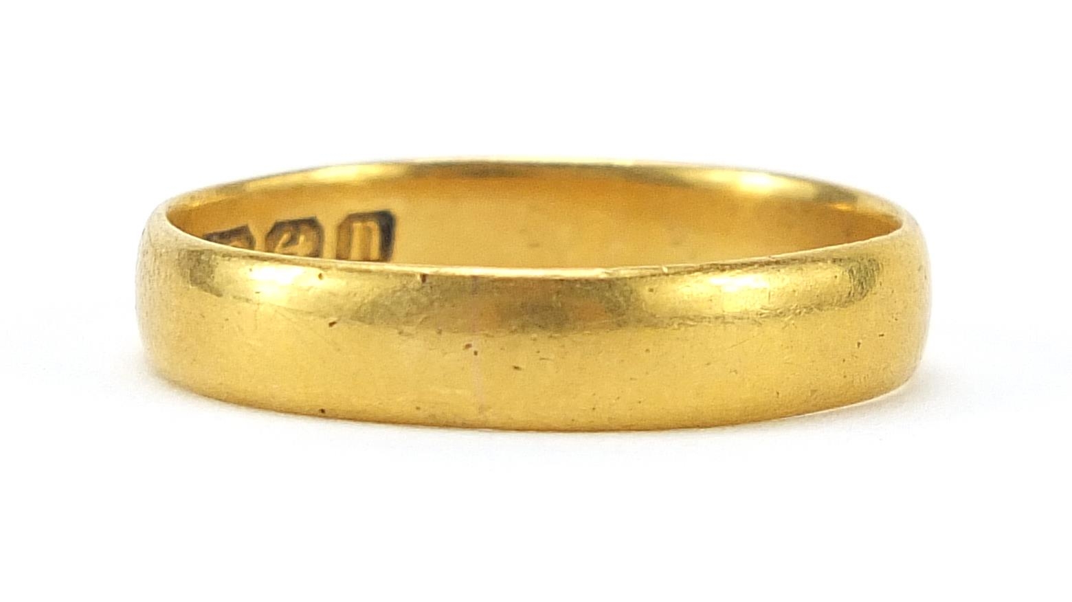George V 22ct gold wedding band, Birmingham 1912, size O, 4.1g - this lot is sold without buyer's p