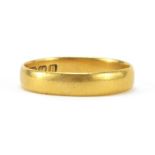 George V 22ct gold wedding band, Birmingham 1912, size O, 4.1g - this lot is sold without buyer's p