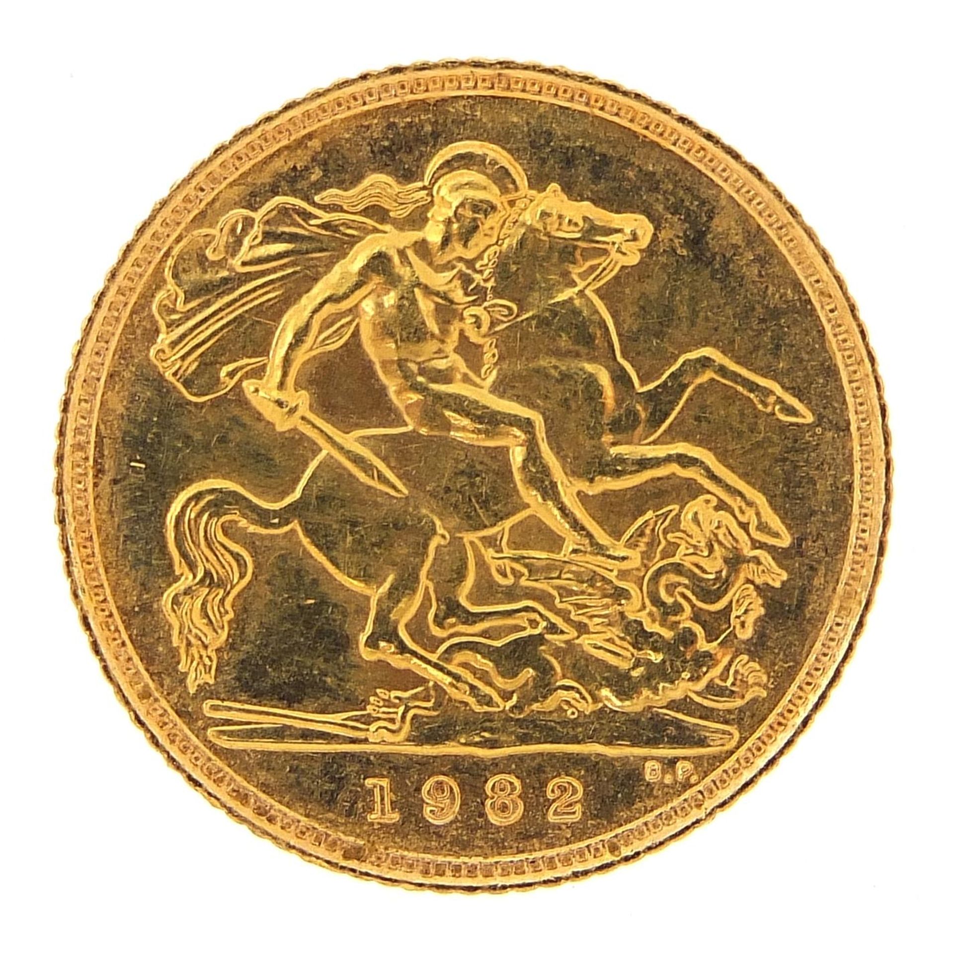 Elizabeth II 1982 gold half sovereign - this lot is sold without buyer's premium