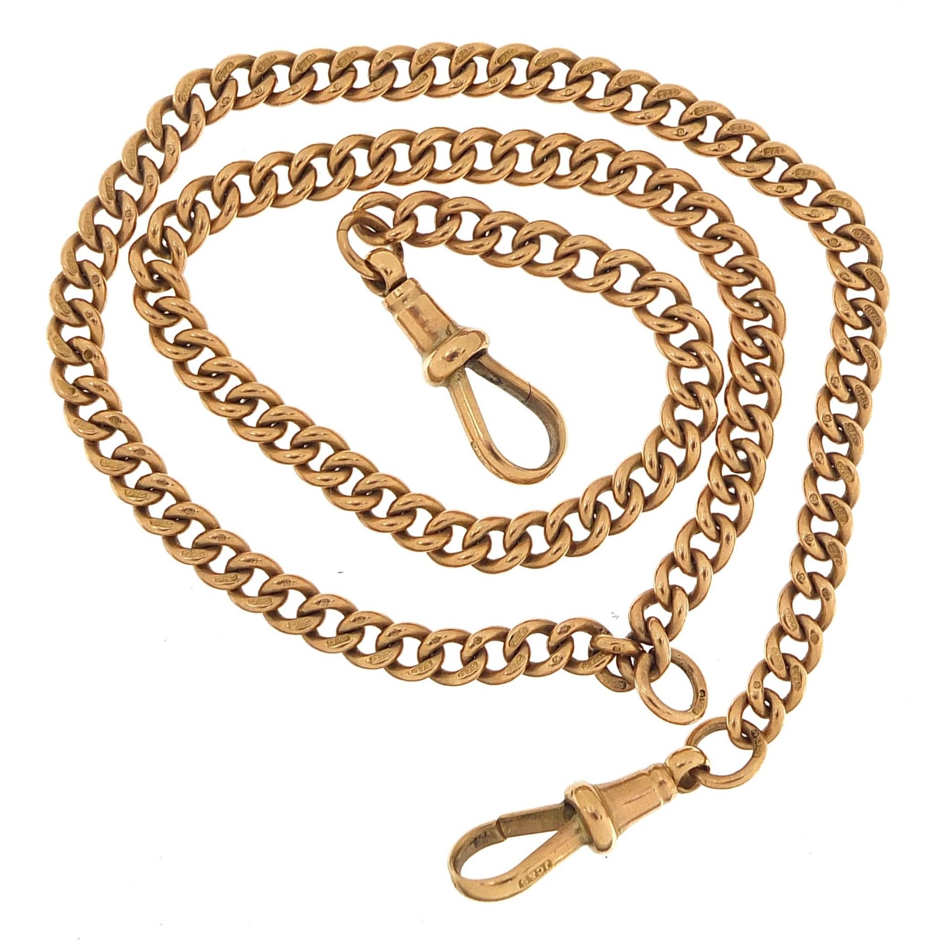 9ct rose gold watch chain, 39cm in length, 21.2g - this lot is sold without buyer's premium - Image 2 of 3