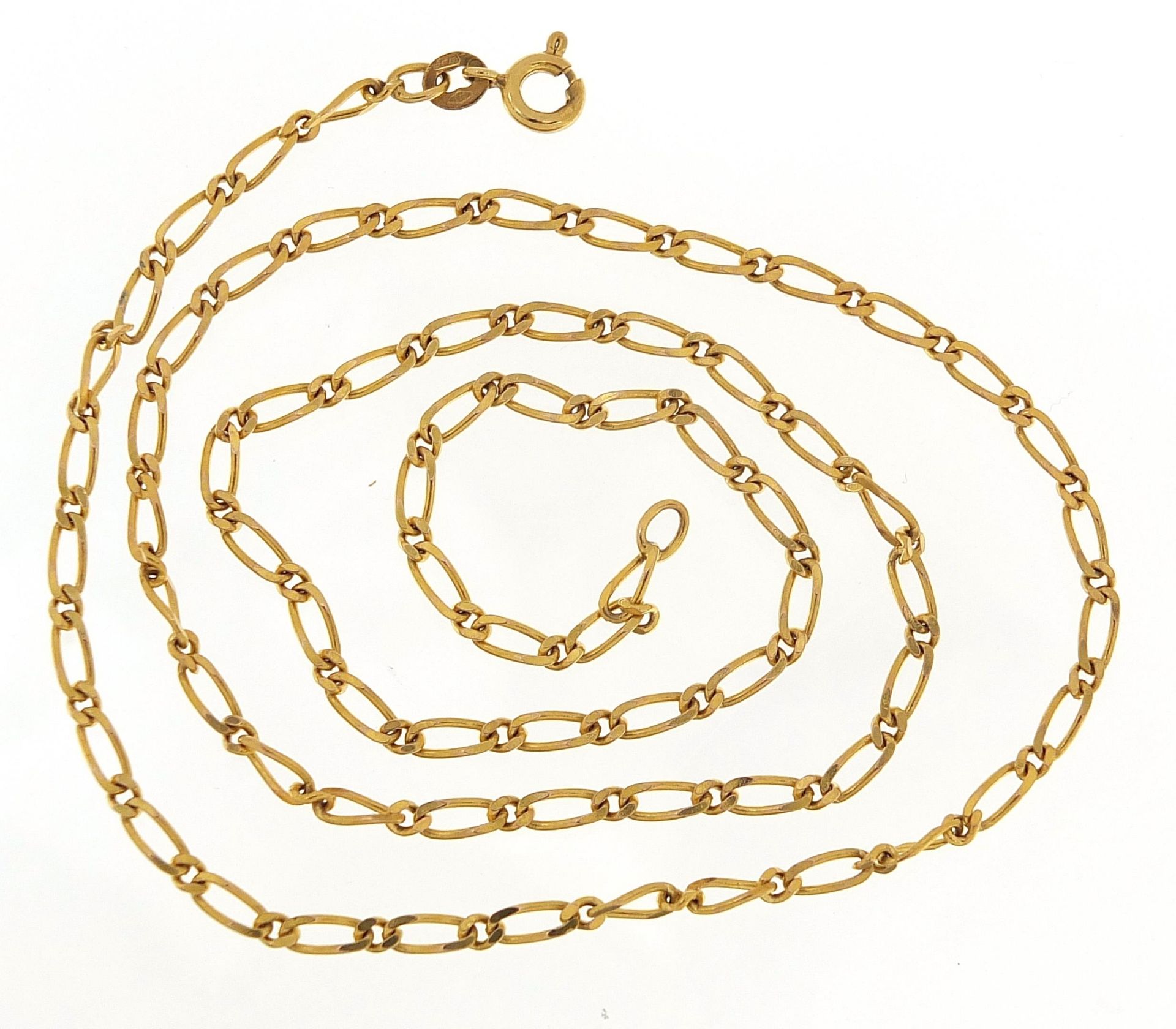 9ct gold figaro link necklace, 49.5cm in length, 6.0g - this lot is sold without buyer's premium - Image 2 of 3