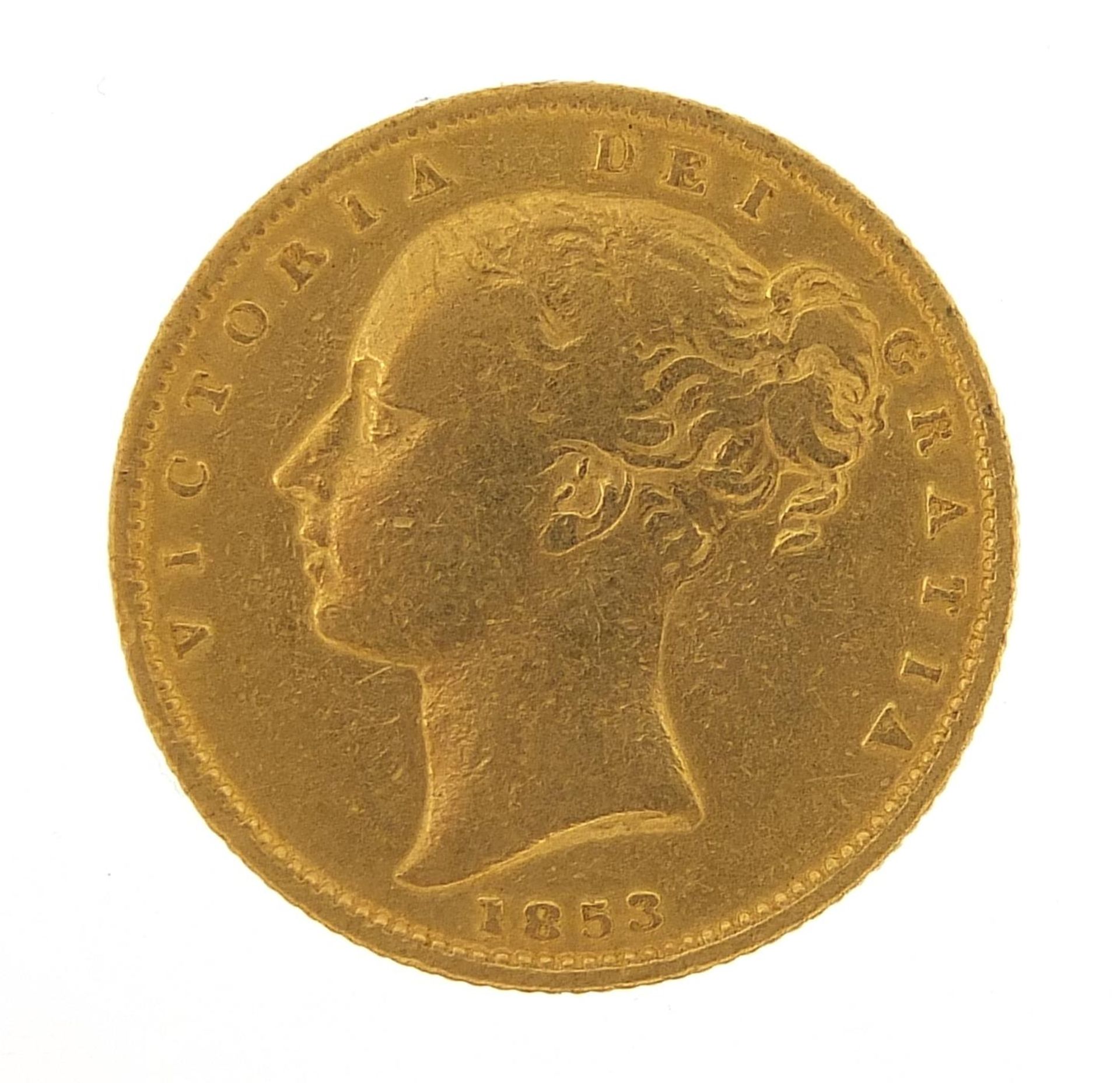 Queen Victoria Young Head 1853 shield back gold sovereign - this lot is sold without buyer's premium - Image 2 of 3