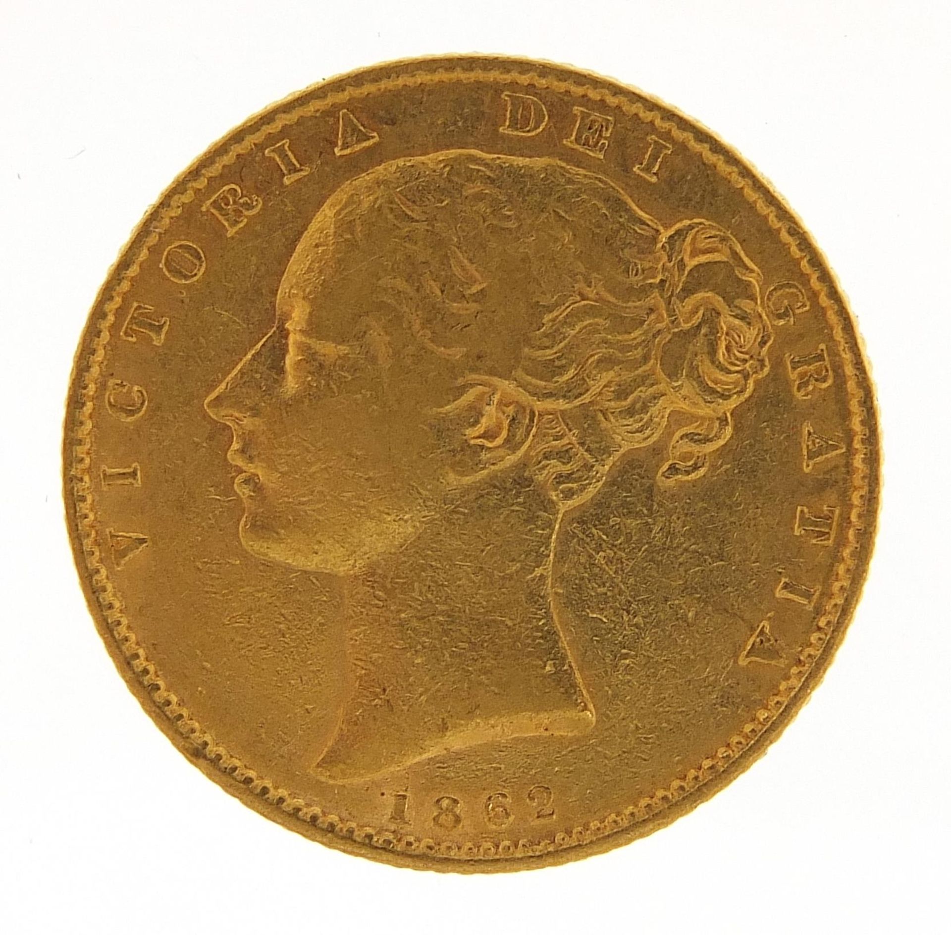 Queen Victoria Young Head 1862 shield back gold sovereign - this lot is sold without buyer's premium - Image 2 of 3