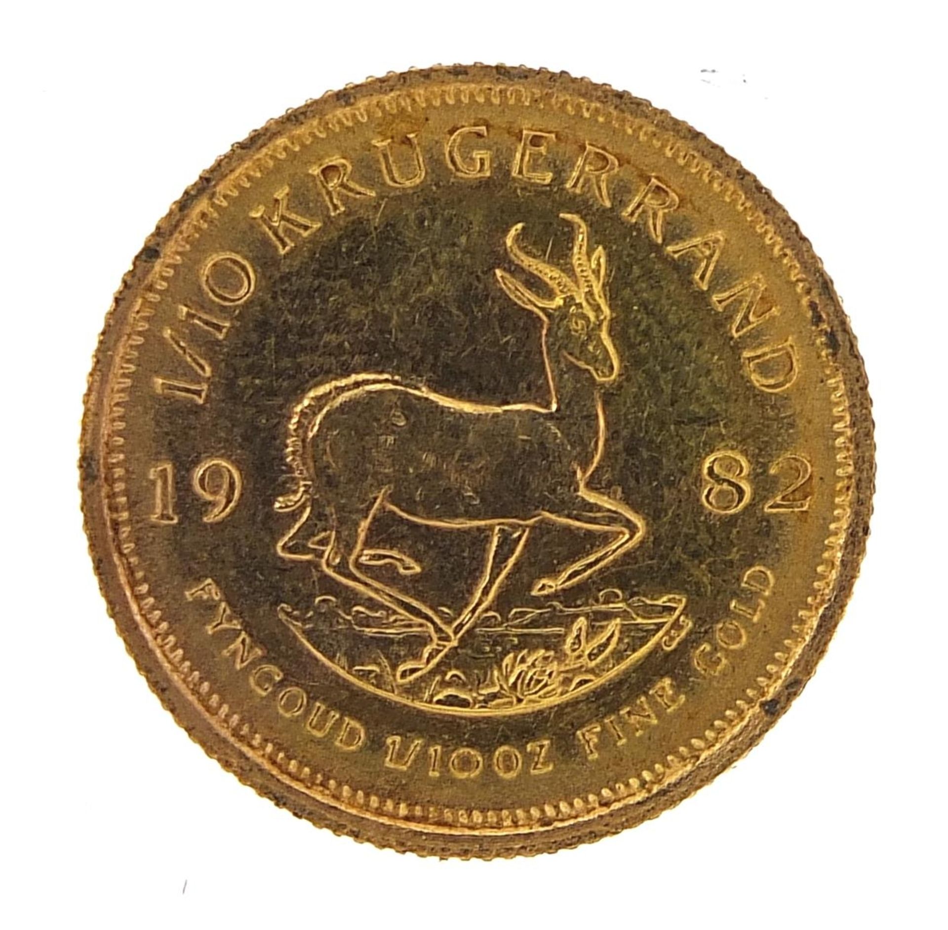 South African 1982 1/10th gold krugerrand - this lot is sold without buyer's premium