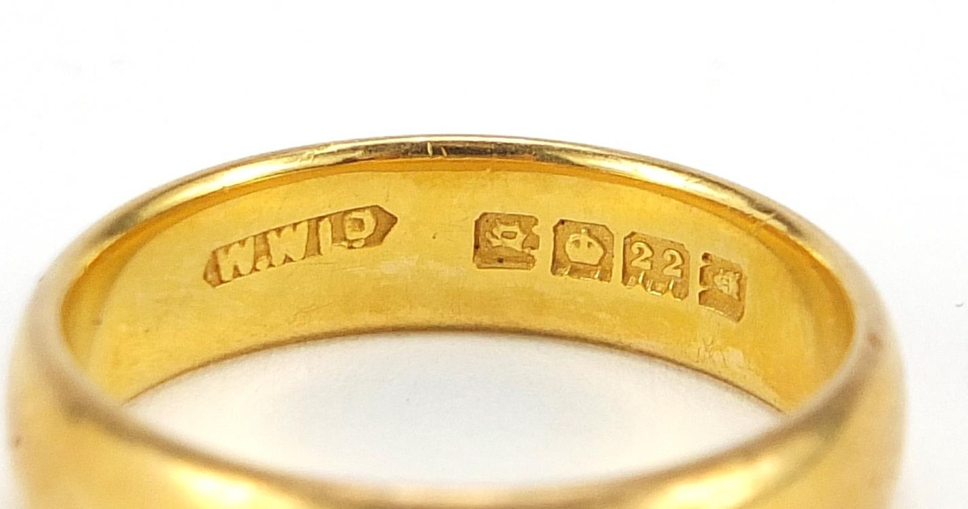 22ct gold wedding band, London 1917, size P, 7.5g - this lot is sold without buyer's premium - Image 3 of 3