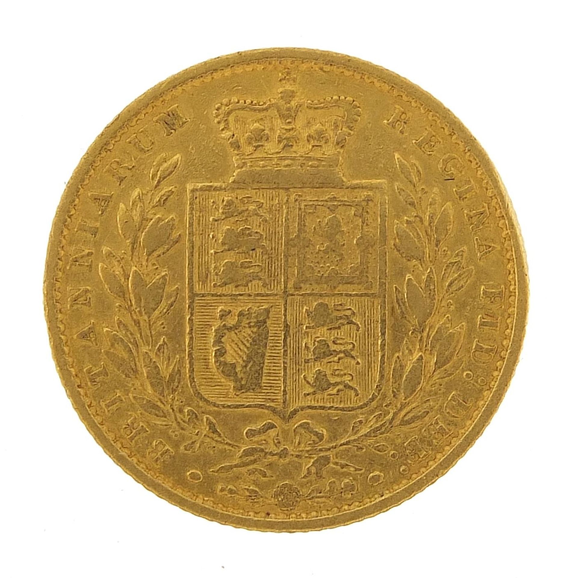 Queen Victoria Young Head 1853 shield back gold sovereign - this lot is sold without buyer's premium