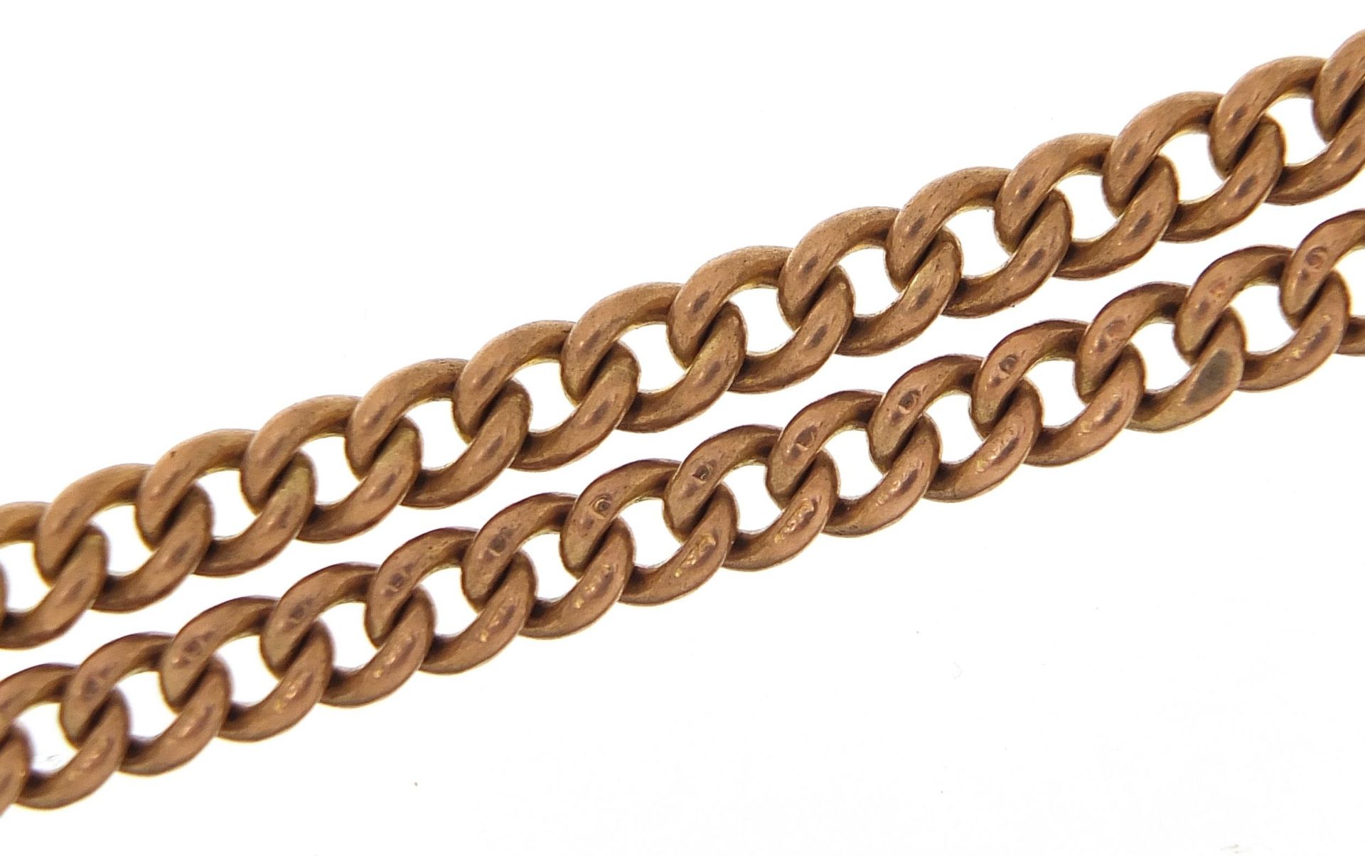 9ct rose gold watch chain with swivel clasp, 76cm in length, 62.5g - this lot is sold without