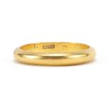 22ct gold wedding band, indistinct Birmingham hallmarks, size P, 4.8g - this lot is sold without