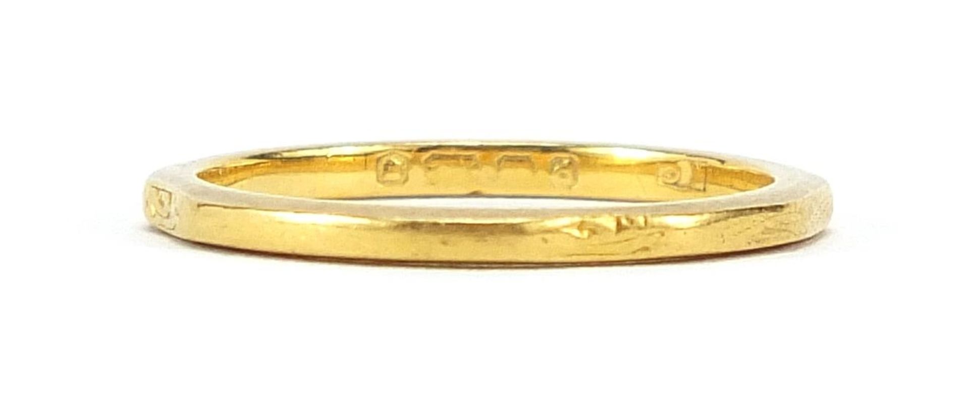 22ct gold wedding band, indistinctly hallmarked, size N, 2.7g -this lot is sold without buyer's prem