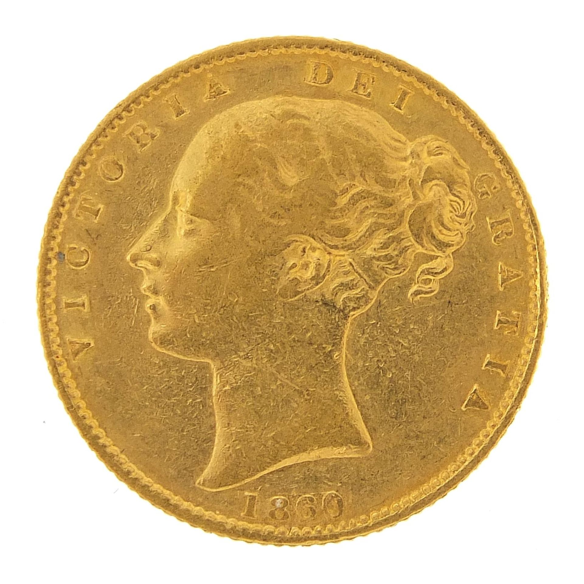 Queen Victoria Young Head 1860 shield back gold sovereign - this lot is sold without buyer's premium - Image 2 of 3