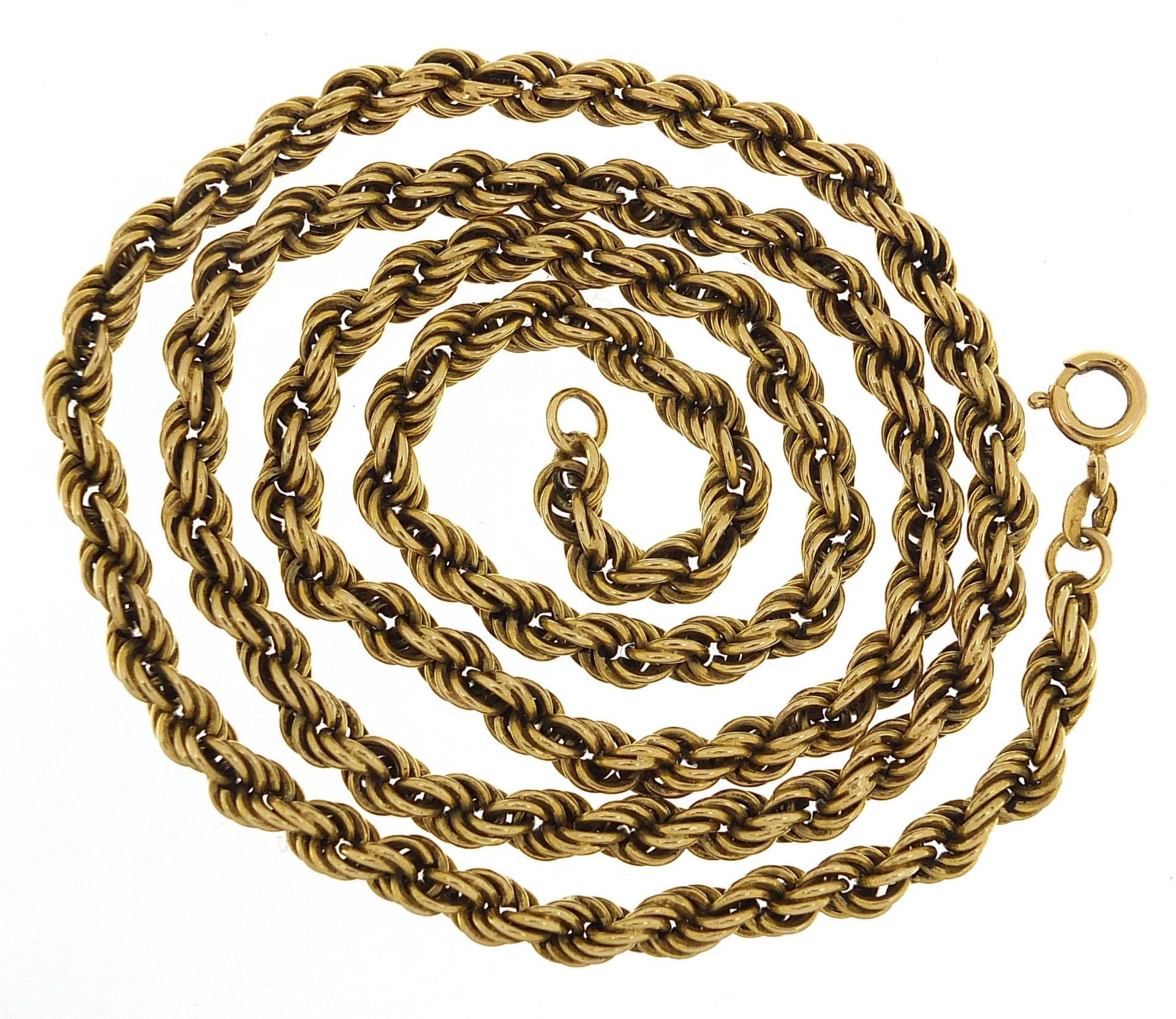 9ct gold rope twist necklace, 68cm in length, 21.6g - this lot is sold without buyer's premium - Image 2 of 3
