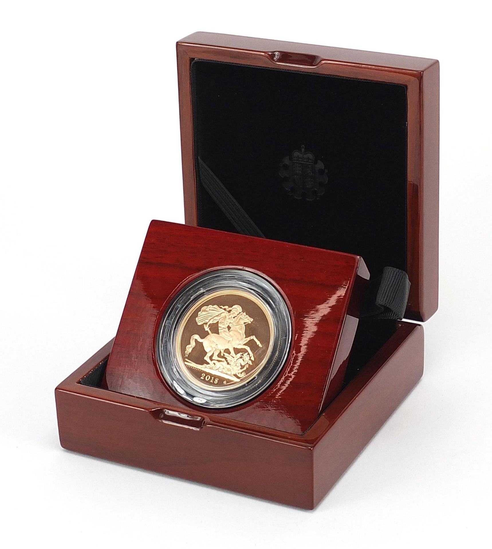 Elizabeth II 2018 brilliant uncirculated five sovereign piece coin numbered 0301 with case, box - Image 4 of 5