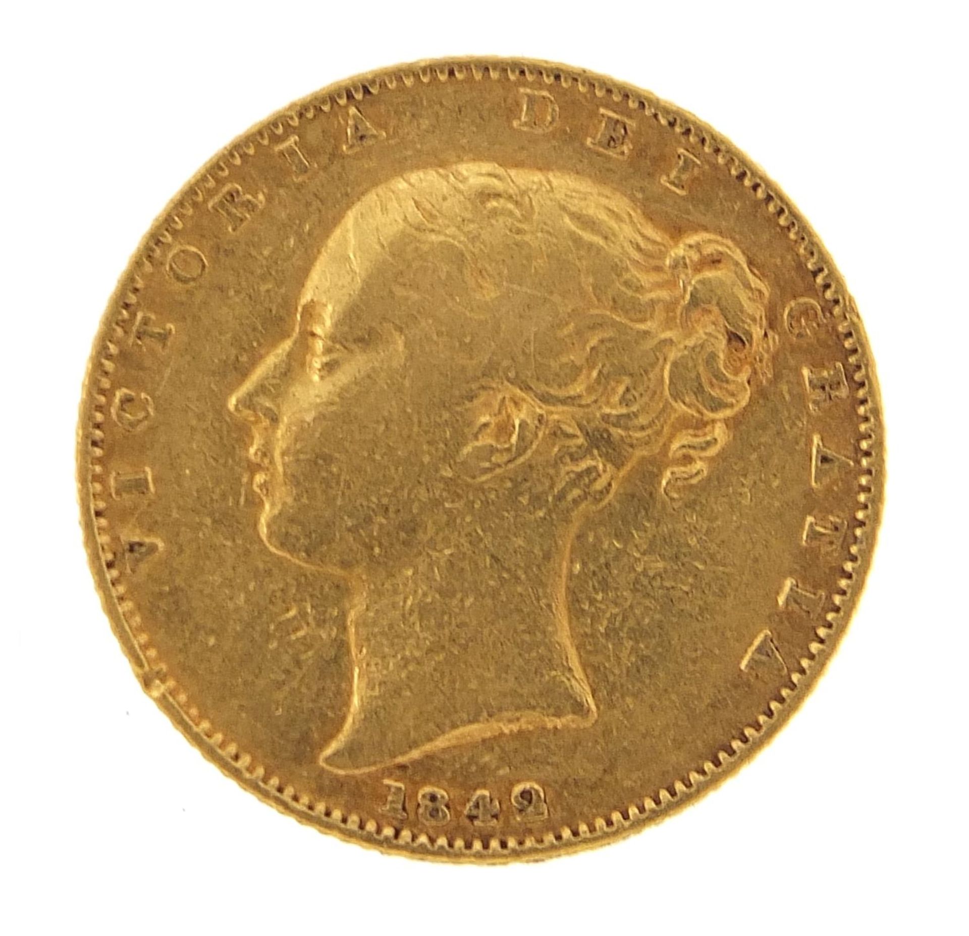 Queen Victoria Young Head 1842 shield back gold sovereign - this lot is sold without buyer's premium - Image 2 of 3