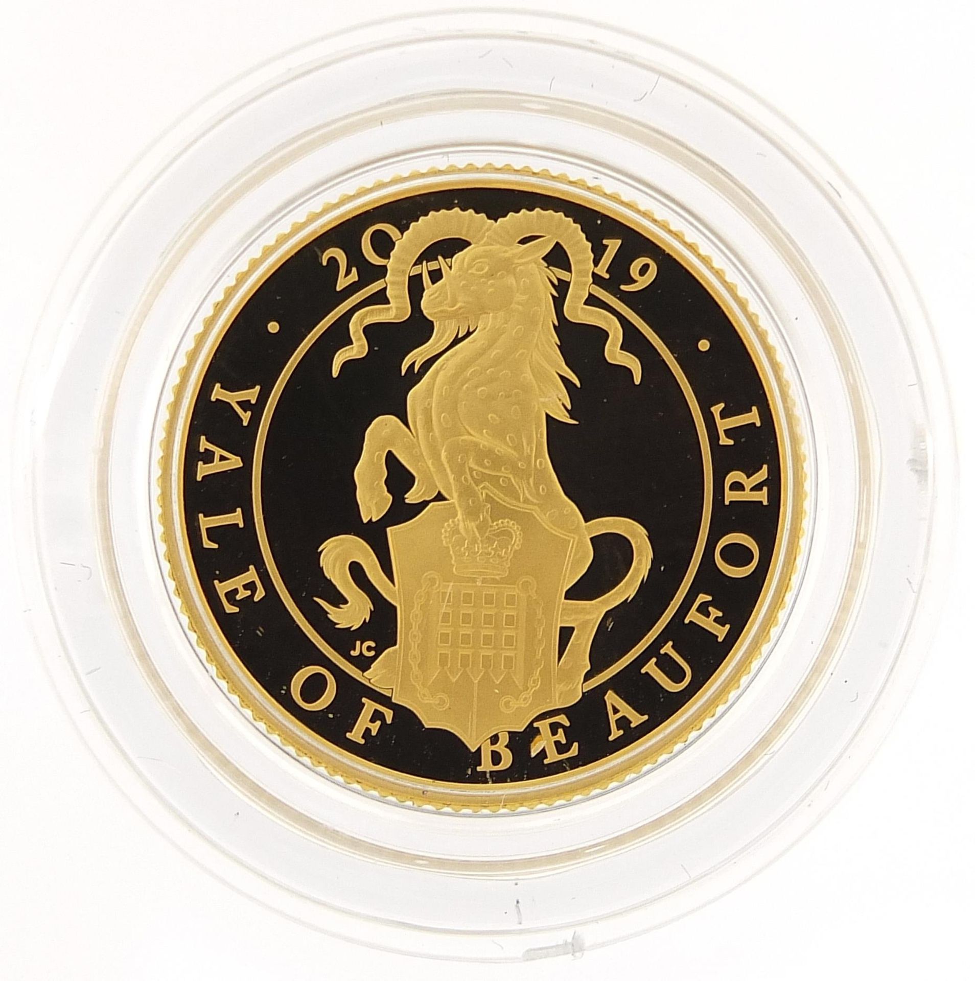 Elizabeth II 2019 quarter ounce gold proof The Yale of Beaufort coin numbered 0909 with case, box - Image 2 of 5