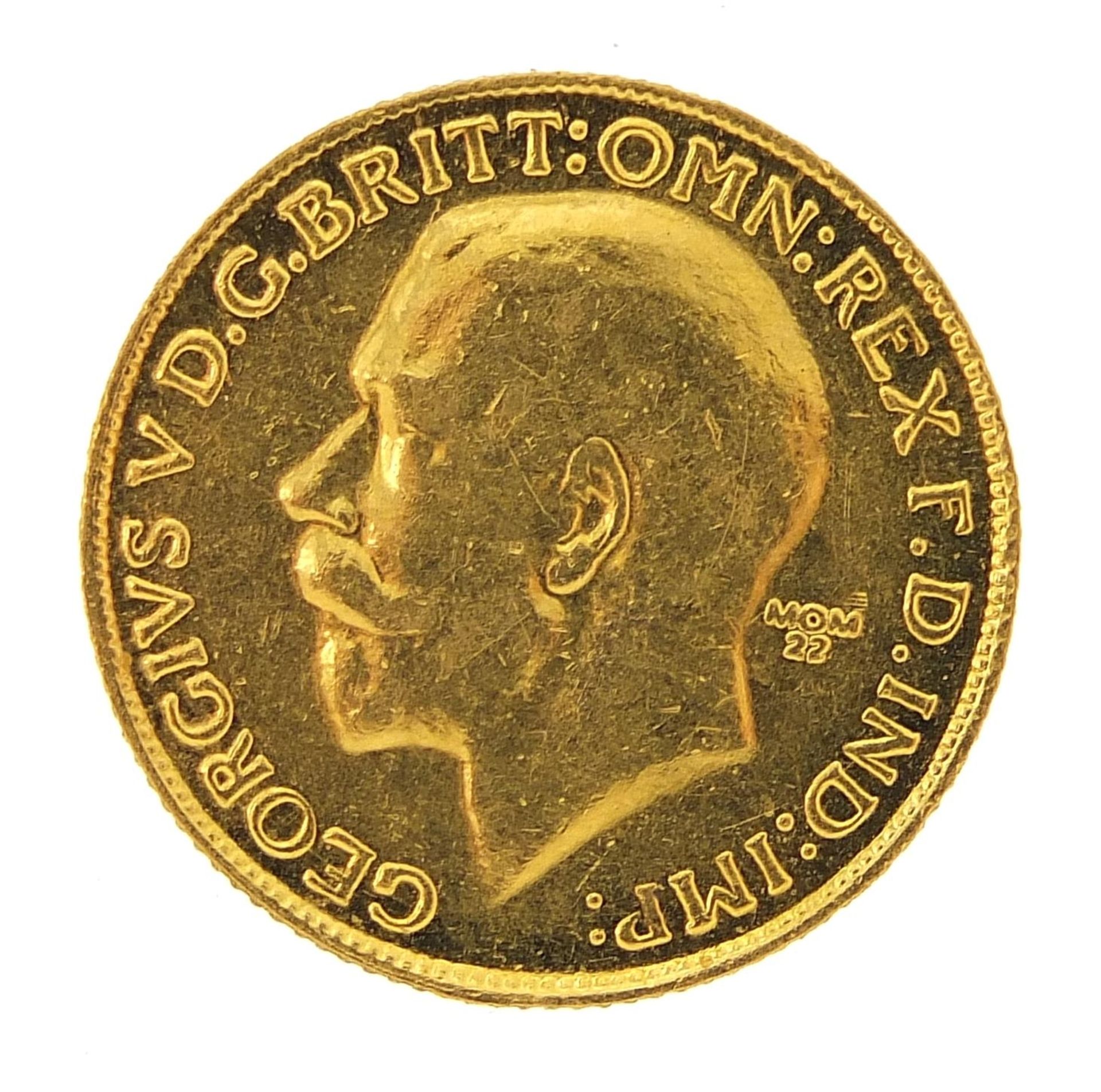 George V 1918 gold sovereign, Melbourne mint - this lot is sold without buyer's premium - Image 2 of 3