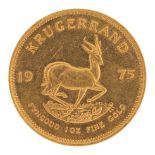 South African 1975 gold krugerrand - this lot is sold without buyer's premium