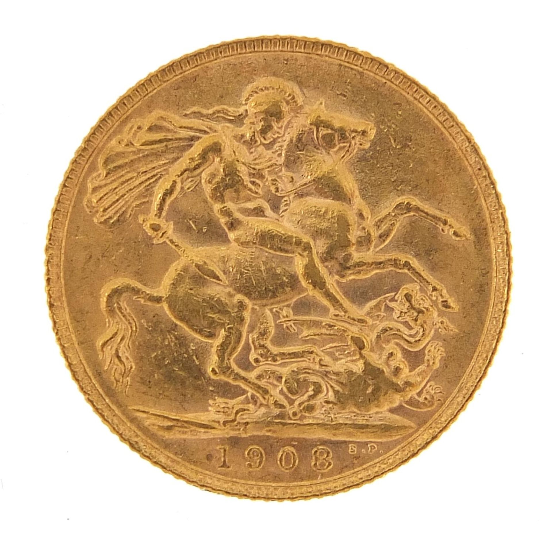 Edward VII 1908 gold sovereign - this lot is sold without buyer's premium