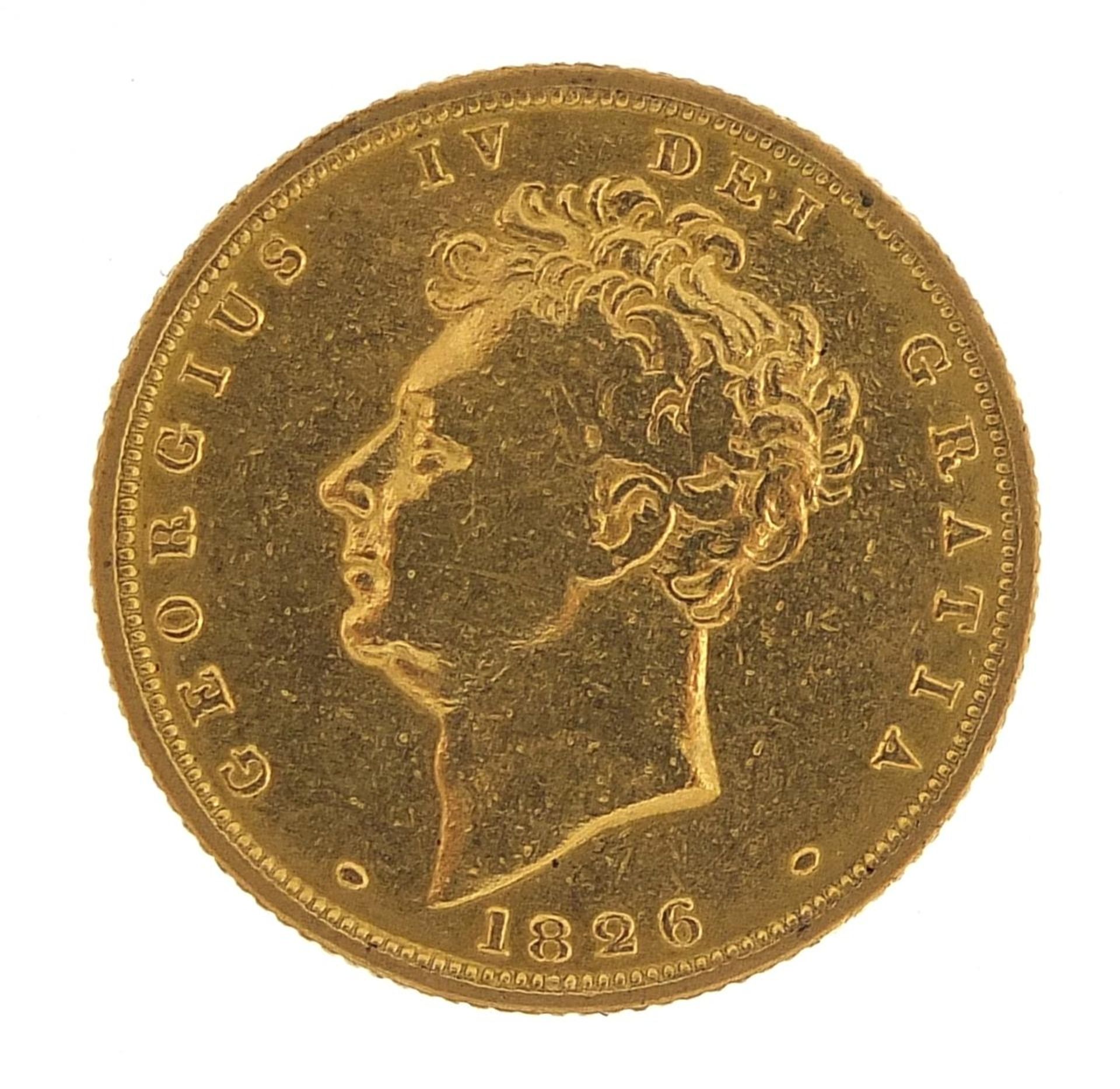 George IV 1826 gold shield back sovereign - this lot is sold without buyer's premium - Image 2 of 3