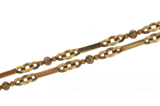 9ct gold fancy link necklace, 62cm in length, 29.6g - this lot is sold without buyer's premium - Image 1 of 3