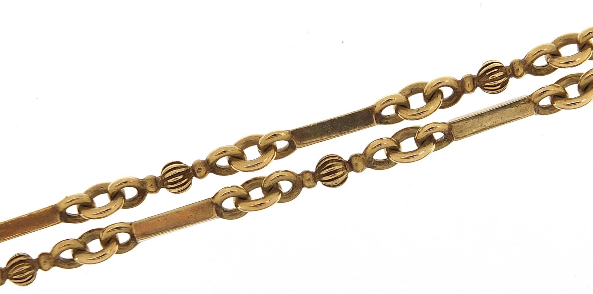 9ct gold fancy link necklace, 62cm in length, 29.6g - this lot is sold without buyer's premium