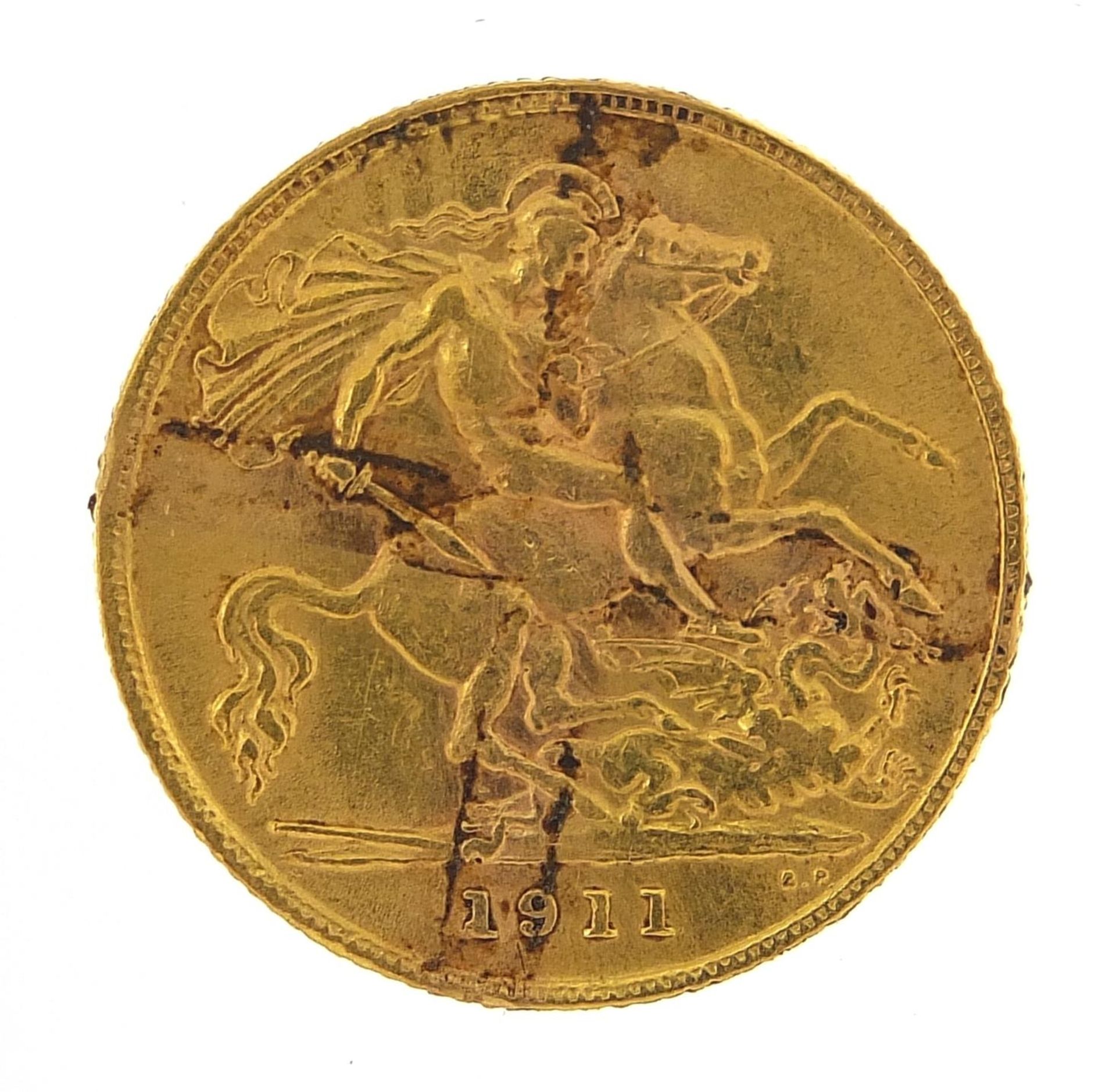 George V 1911 gold half sovereign - this lot is sold without buyer's premium