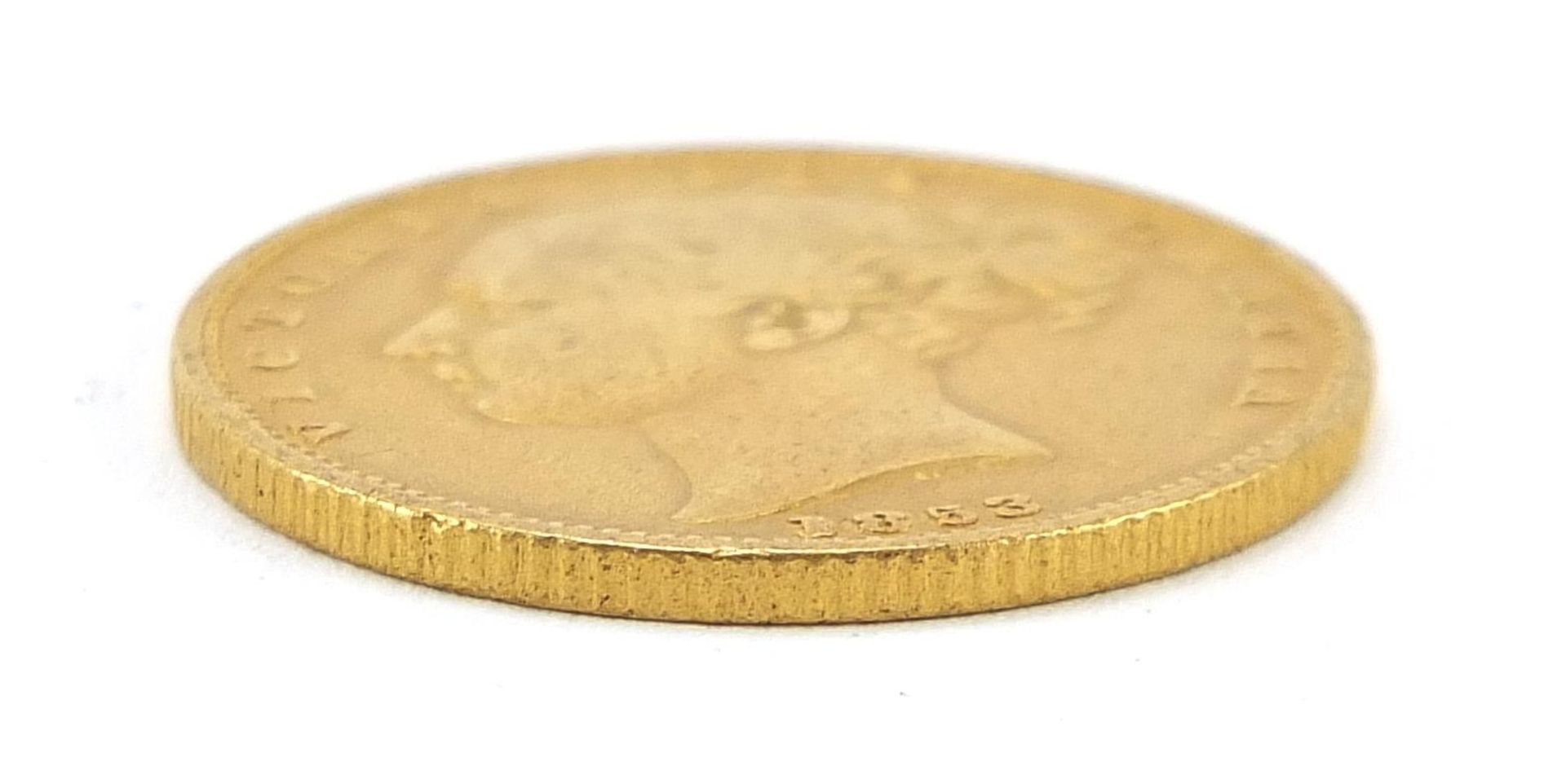 Queen Victoria Young Head 1853 shield back gold sovereign - this lot is sold without buyer's premium - Image 3 of 3