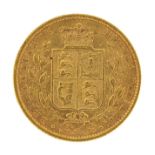 Queen Victoria Young Head 1862 shield back gold sovereign - this lot is sold without buyer's premium