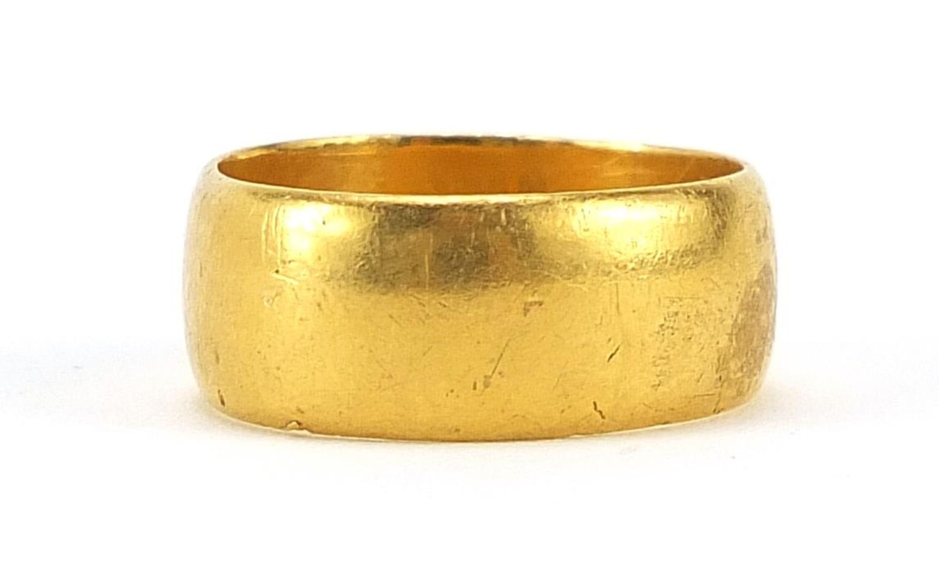 Edwardian 22ct gold wedding band, Birmingham 1909, size I, 5.9g - this lot is sold without buyer's - Image 2 of 3