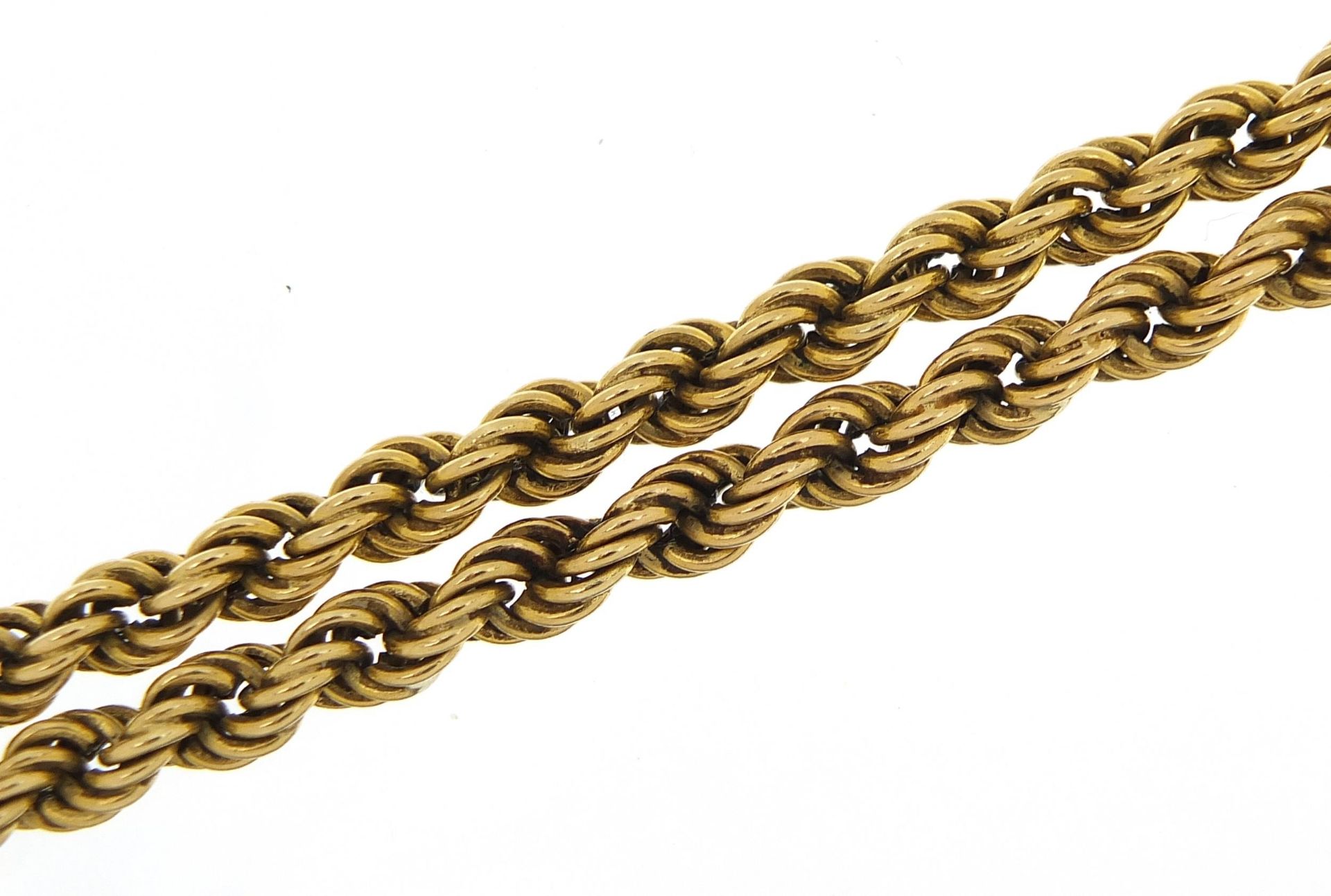 9ct gold rope twist necklace, 68cm in length, 21.6g - this lot is sold without buyer's premium