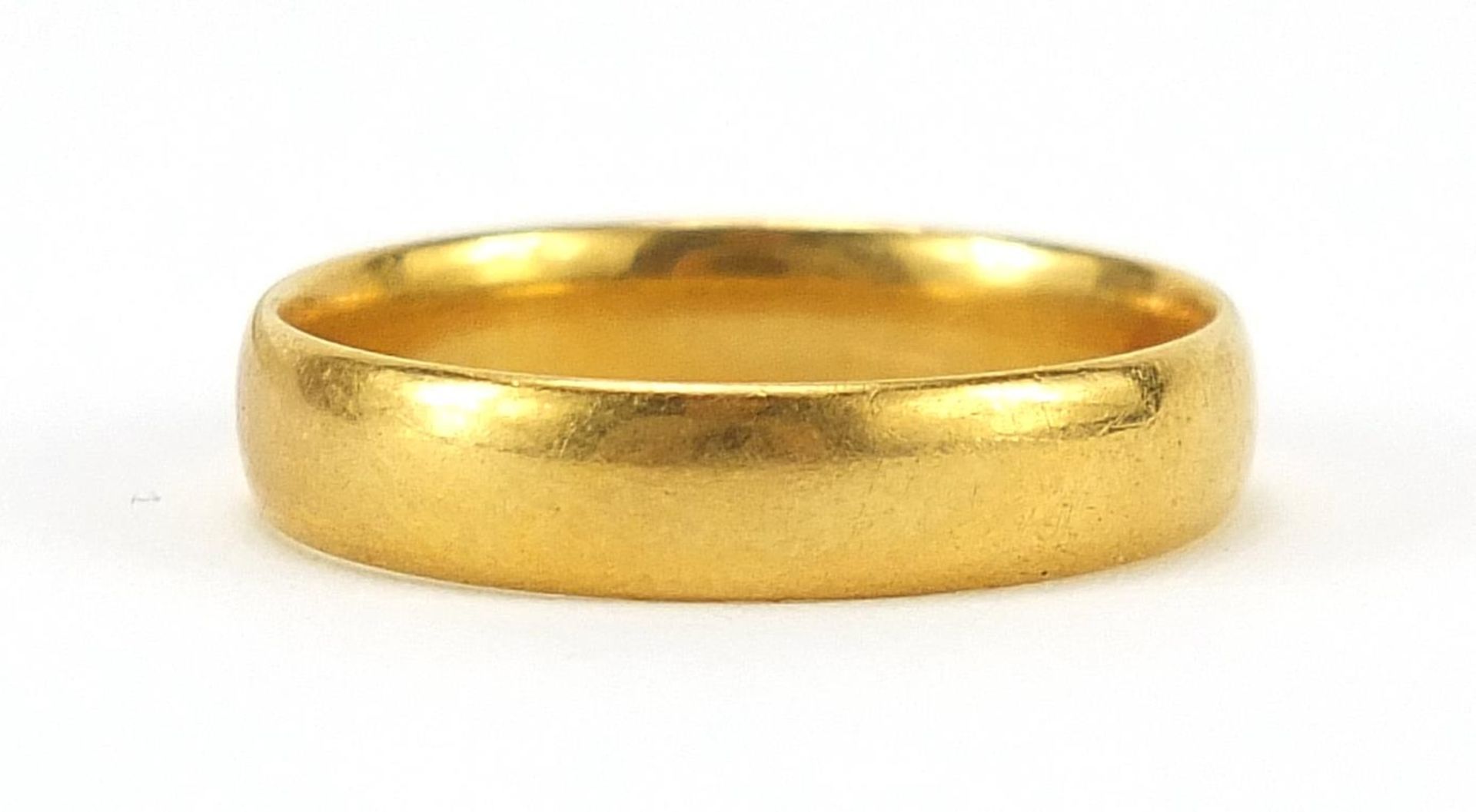 22ct gold wedding band, Birmingham 1921, size N, 3.8g - this lot is sold without buyer's premium - Image 2 of 3