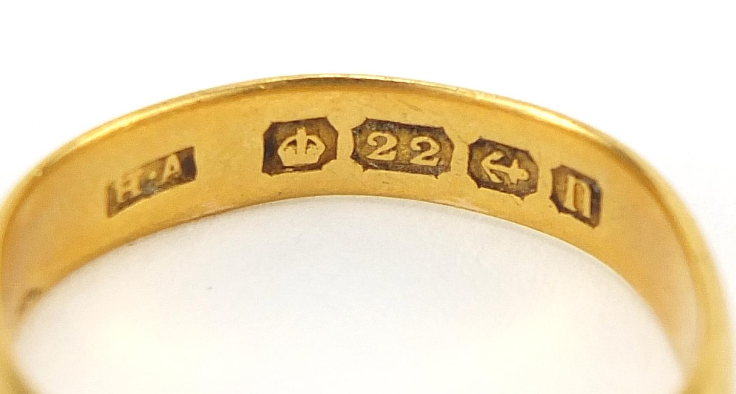 George V 22ct gold wedding band, Birmingham 1912, size O, 4.1g - this lot is sold without buyer's p - Image 3 of 3