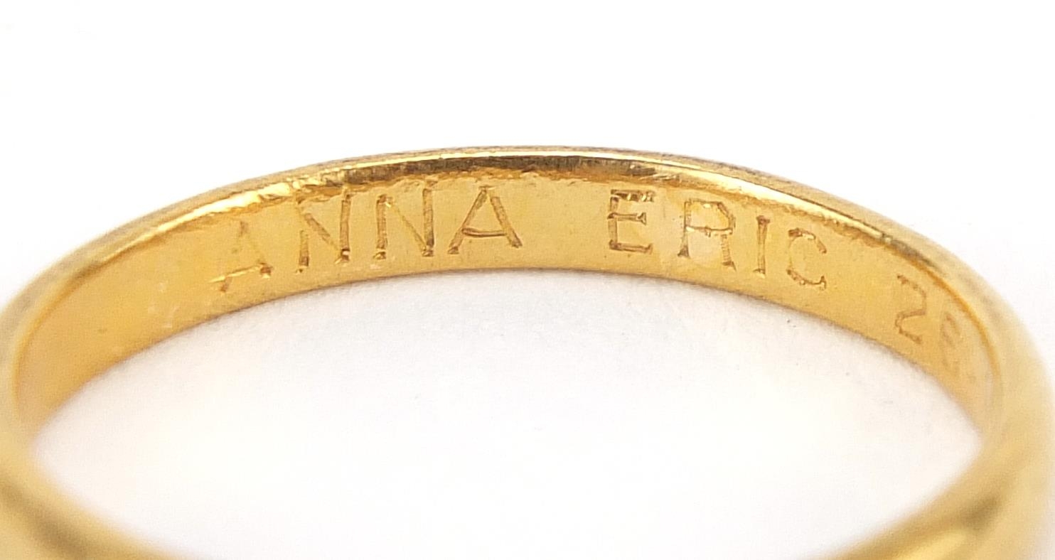 22ct gold wedding band, size L, 2.3g - this lot is sold without buyer's premium - Image 4 of 5