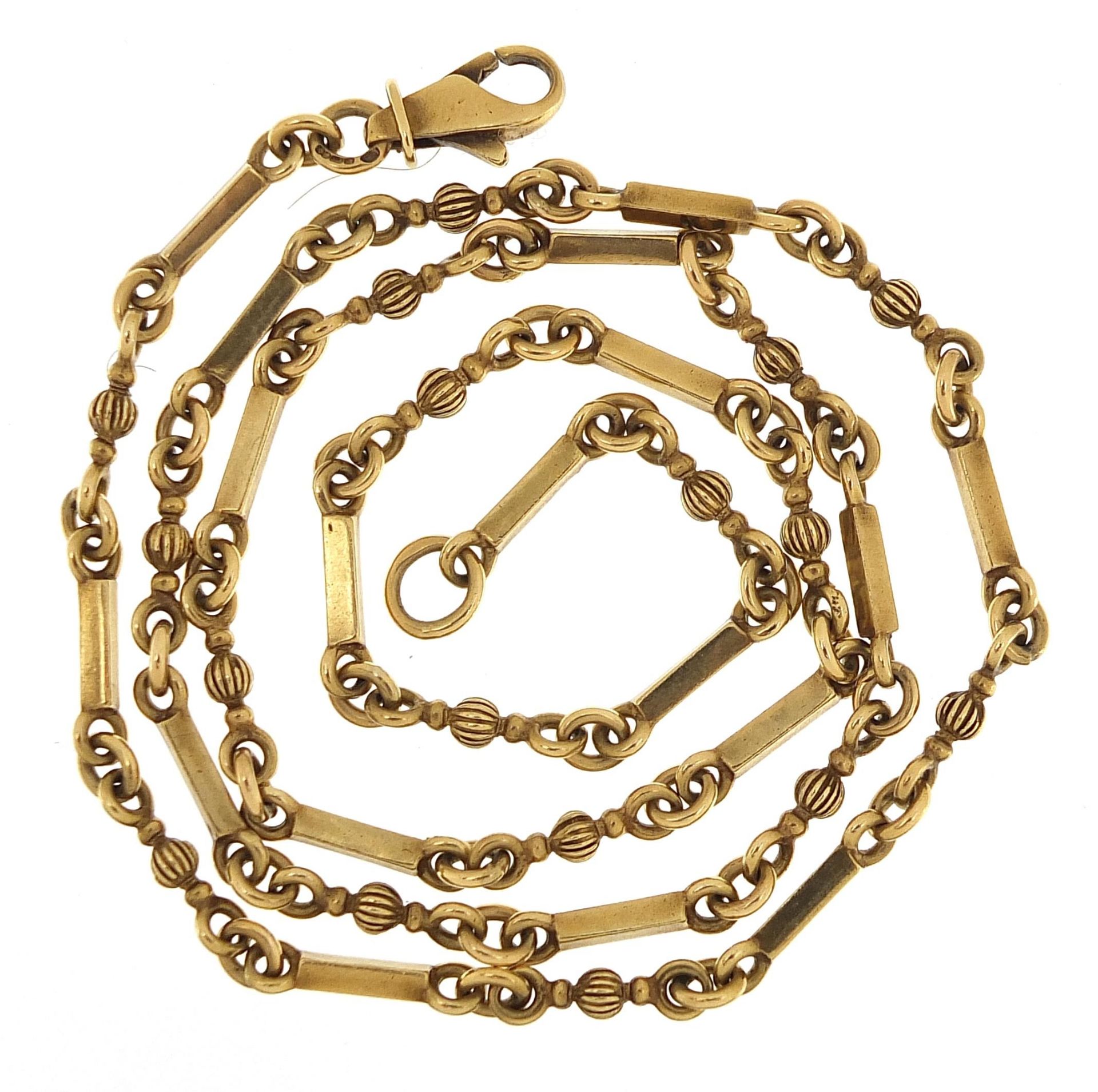 9ct gold fancy link necklace, 62cm in length, 29.6g - this lot is sold without buyer's premium - Image 2 of 3