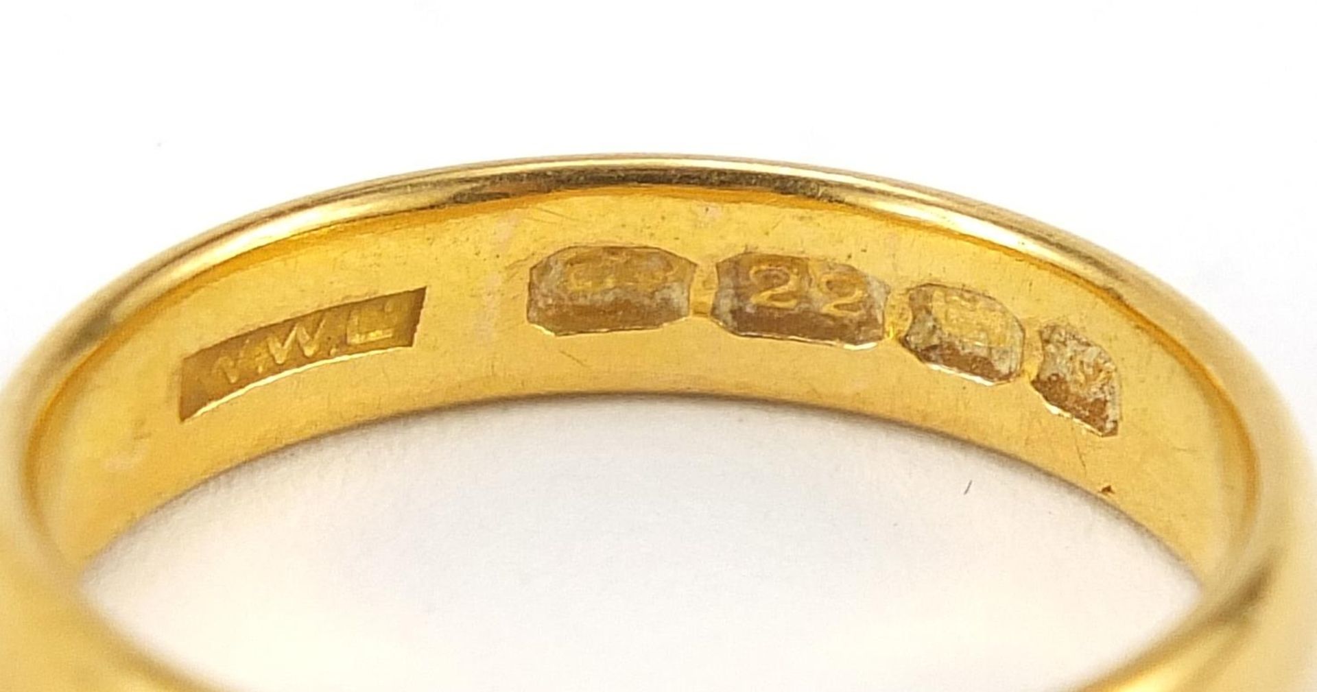 22ct gold wedding band, London 1962, size O/P, 5.5g - this lot is sold without buyer's premium - Image 3 of 3