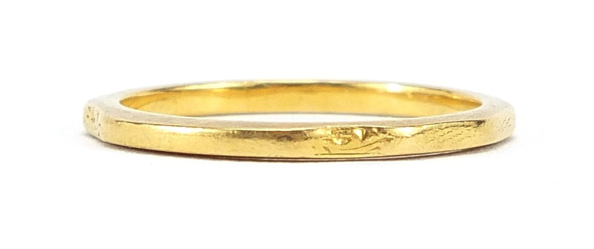 22ct gold wedding band, indistinctly hallmarked, size N, 2.7g -this lot is sold without buyer's prem - Image 2 of 3