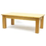 Contemporary light oak coffee table, 41cm H x 110cm W x 59.5cm D