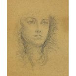 Portrait of a young female, pencil drawing, mounted, framed, 18.5cm x 15cm excluding the mount and