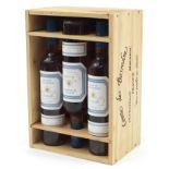 Six 50cl bottles of 2003 Blanche de Bosredon Monbazillac white wine, with wooden crate