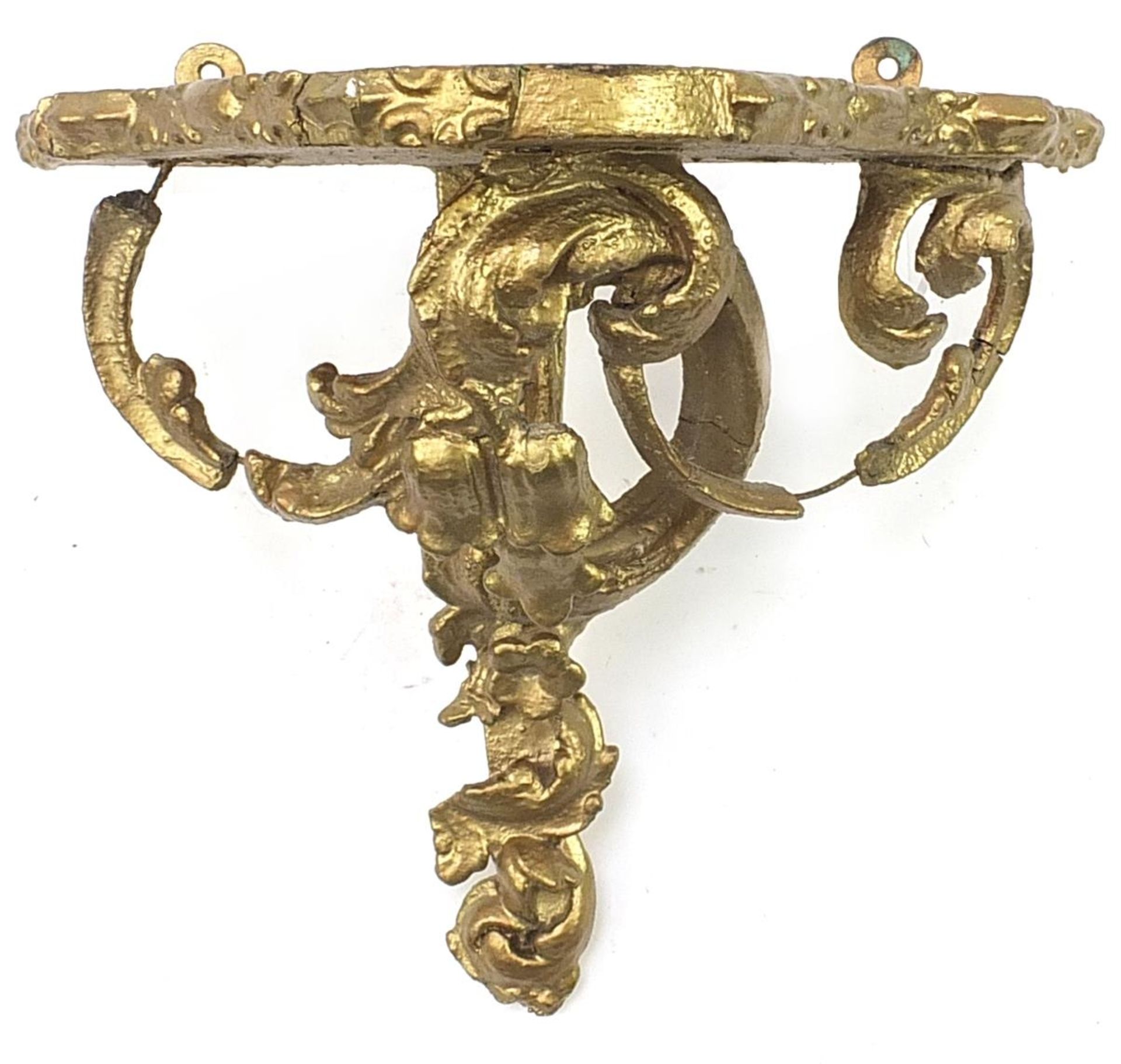 Giltwood clock bracket, 32cm H x 37cm W x 20.5cm D